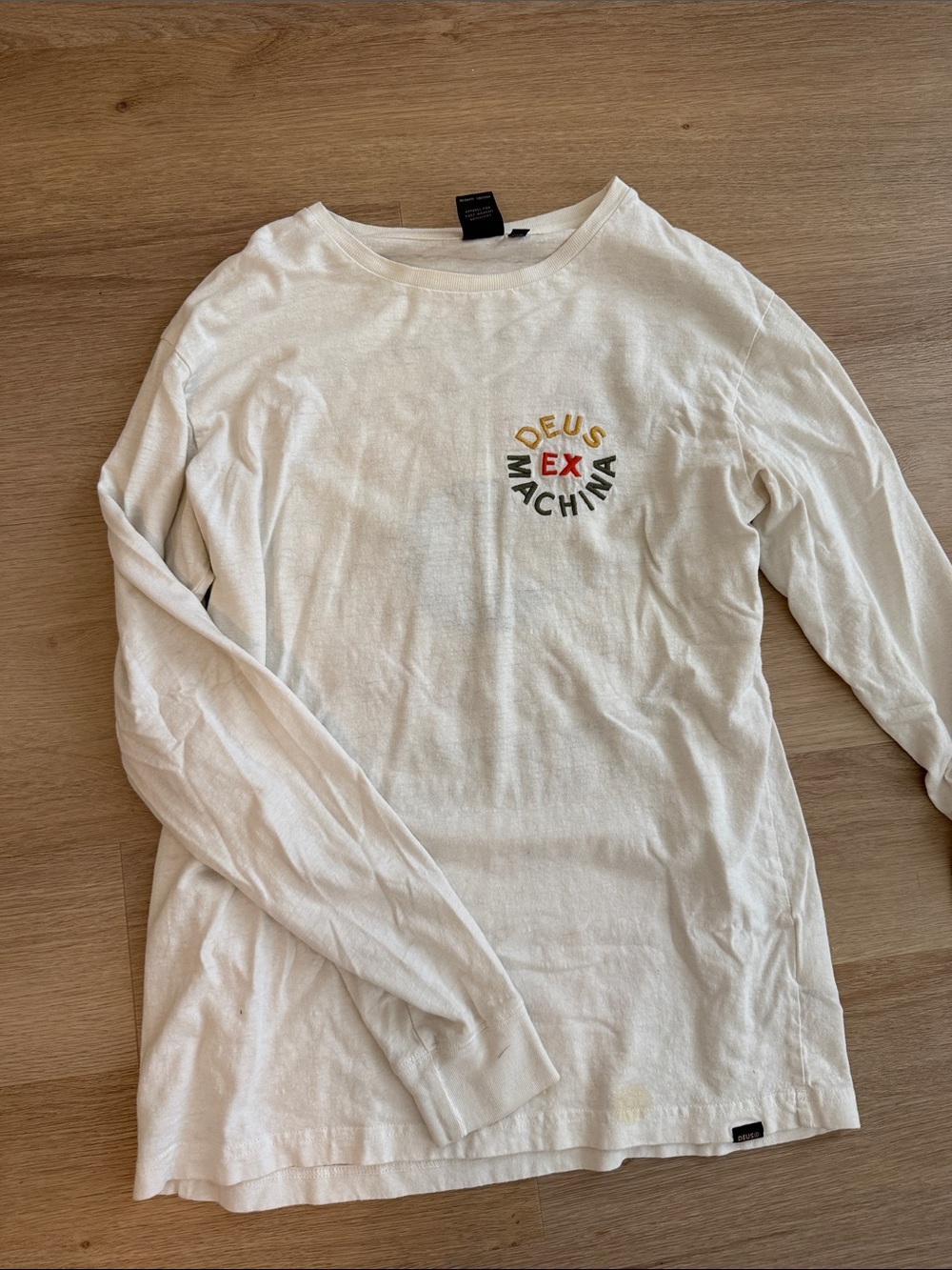 Deus Ex Machina White Long Sleeve Logo Tee - size M